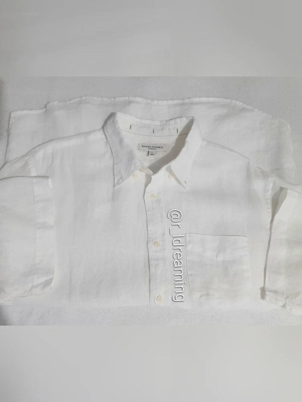 NWOT Banana Republic White Standard-Fit Linen Short-Sleeve Shirt Size Large